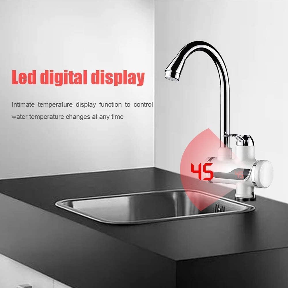 Electric Water Heater And Tankless Fast Water Heating Tap Instant Hot Kitchen Faucet - with Digital Display, Instant Electric Water Geyser For Bathroom Household (3000W)