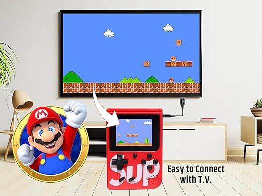 SUP 400 in 1 Handheld Mini Retro Game Box Also Connect with TV Option for Kids with Games Like Super Mario Bros Contra Islander Bomber Man etc.