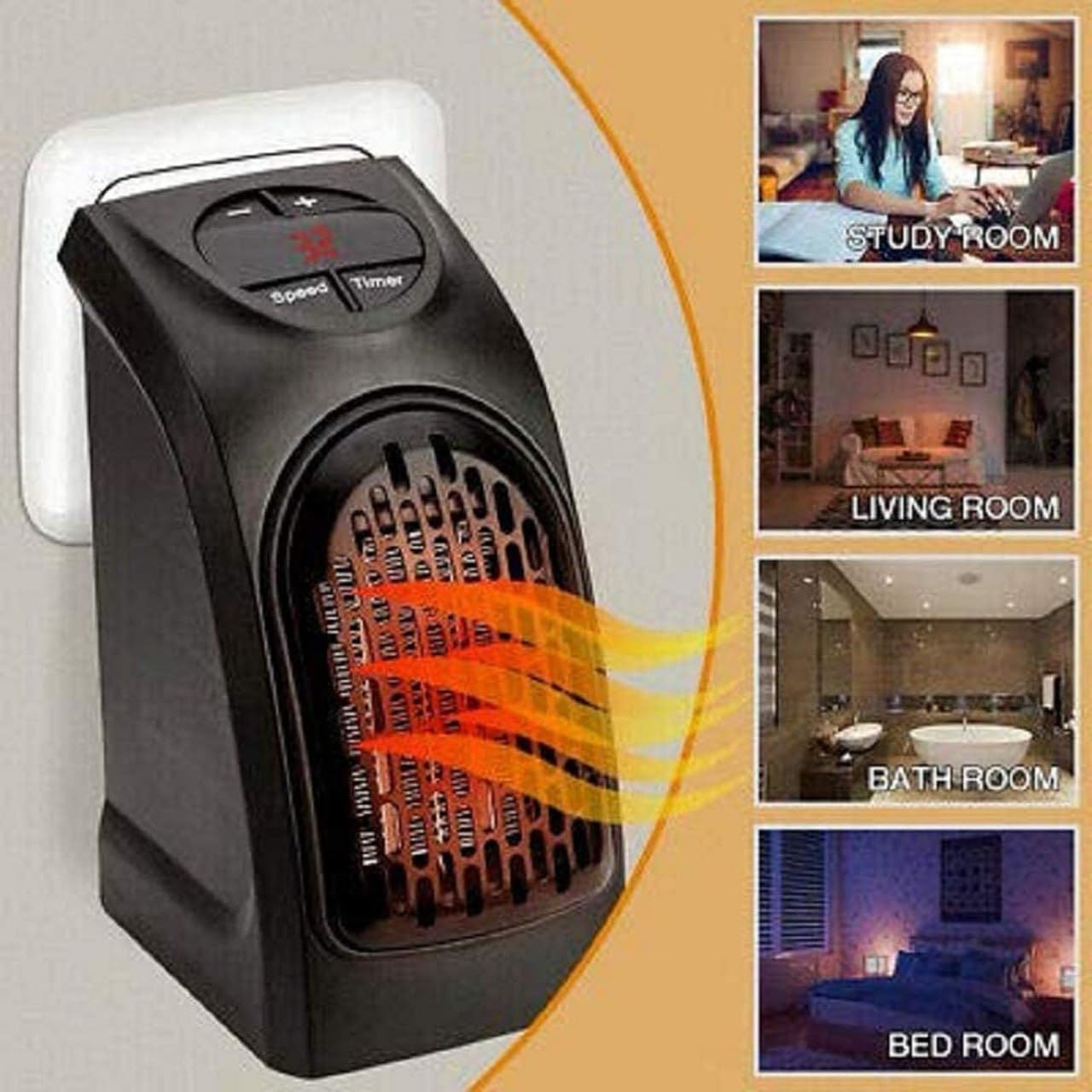 Instant Electric Room Heater, 400 Watts Heater, Plug-In Heater, Mini Heater, Portable Room, Office, Bedroom Heater/Warmer with LED Display, Set Temperature, and Stylish Design