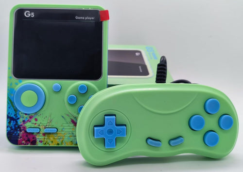 Handheld Retro Game Console, Preloaded 500 Classic Games Support 2 Players with 3" Colors Display & TV Plug in, Rechargeable Portable Vintage Video Gaming for Kids Green